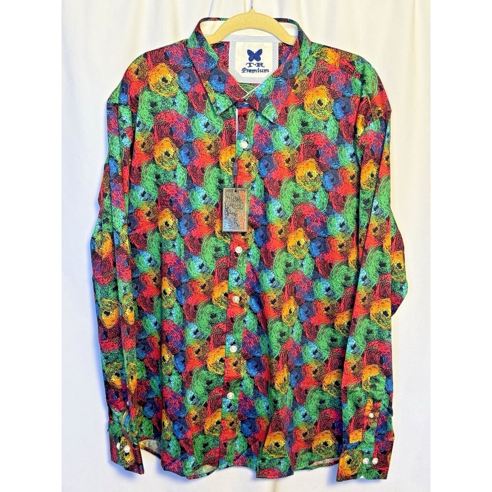 T R Premium Men's Long Sleeve Button Down Shirt Size 3XL